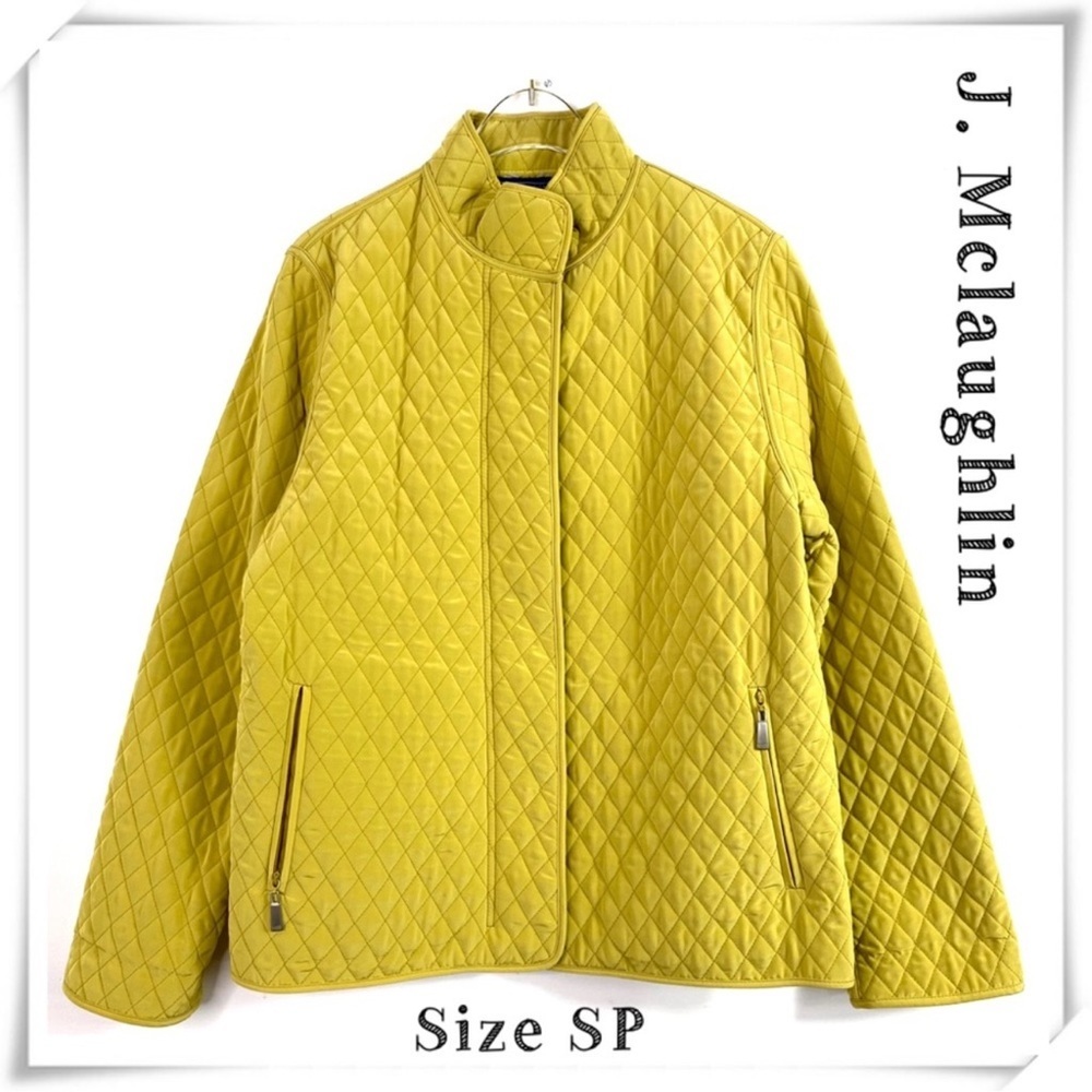 J. Mclaughlin Quilted Fleece Zip Up Winter Jacket in Mustard Yellow Size S